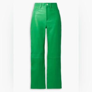 High Rise Green leather pants